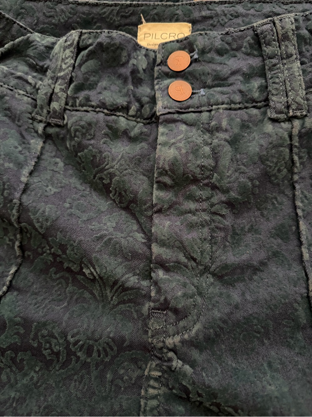 Pilcro Navy Textured Wide Leg Cuffed Pants size 29 - Picture 3 of 3